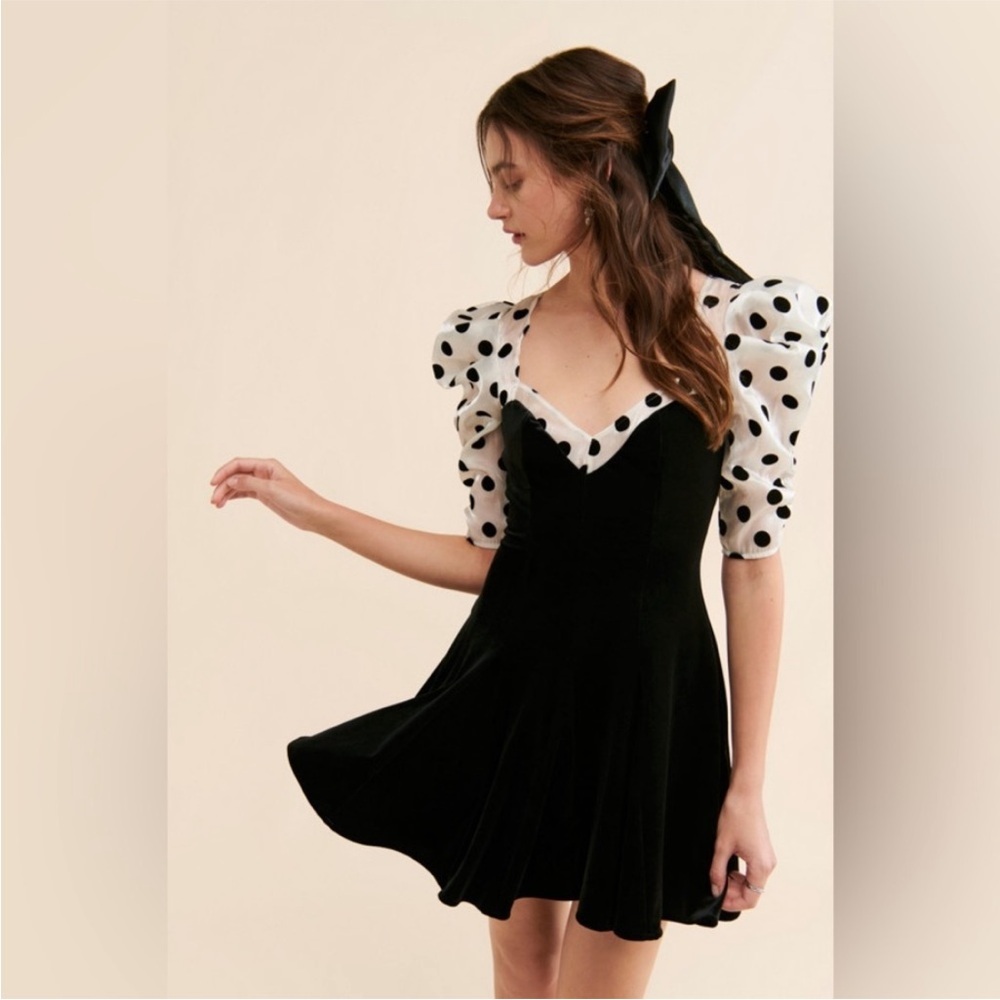 For Love & Lemons Dolly Velvet Mini Dress / Black